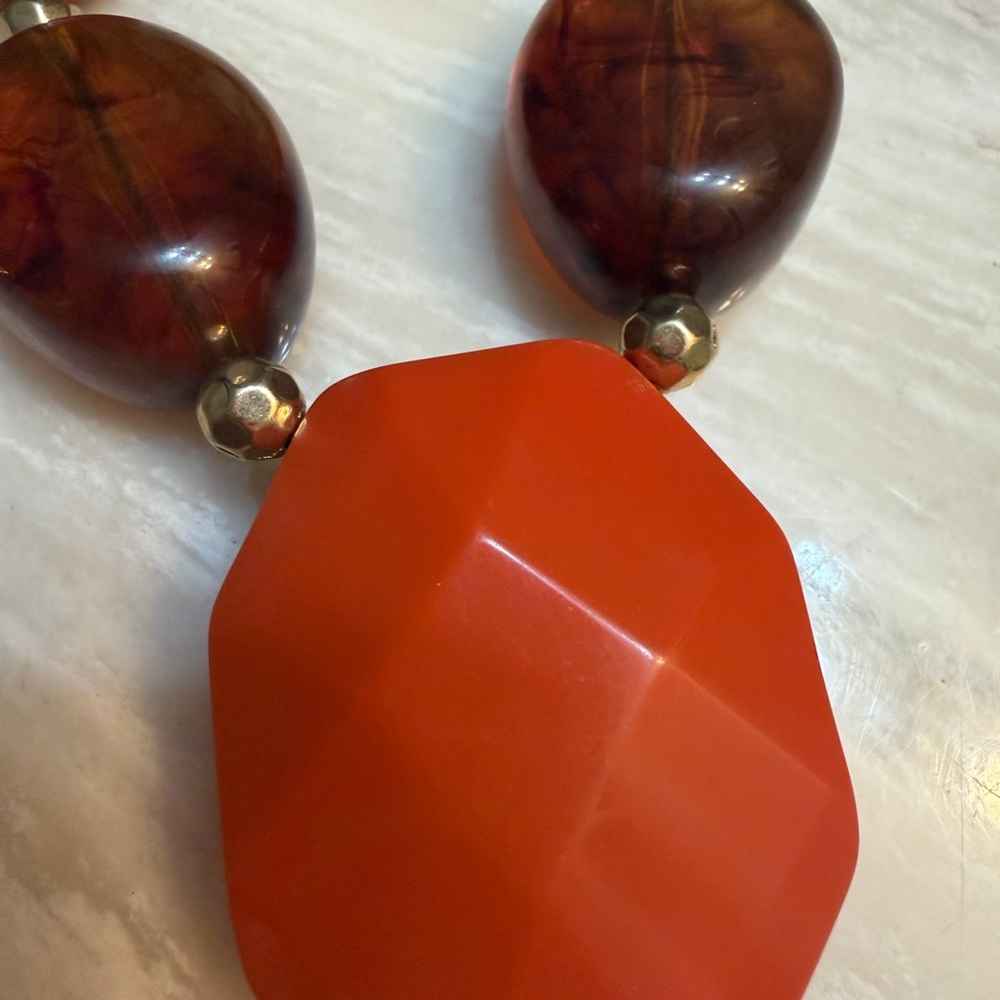 Elegant Orange and Brown Beaded Necklace